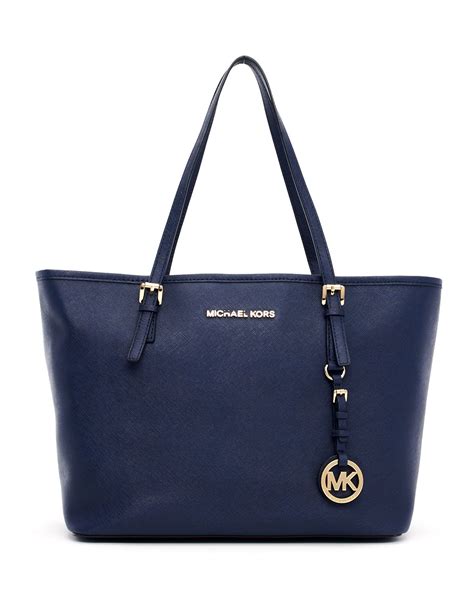 michael kors jet set saffiano tote navy blue|Michael Kors marilyn tote.